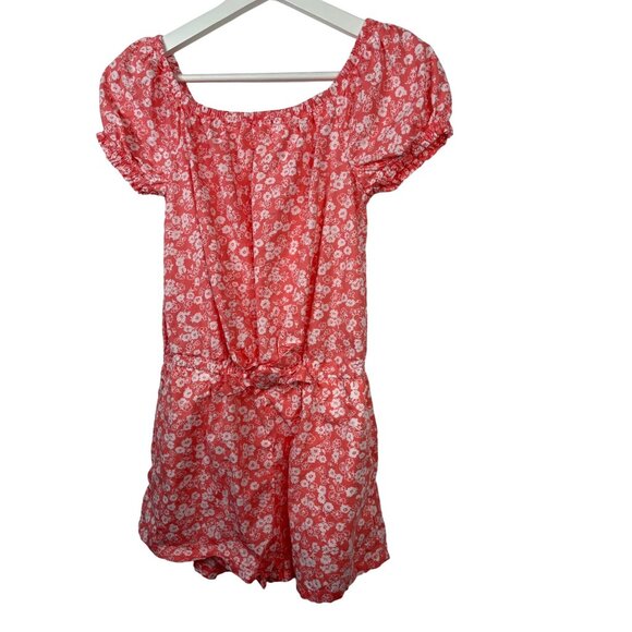 Gap Kids Girls Romper Size 14 16 Pink Floral Boho Short Sleeve Summer Outfit - Picture 1 of 9